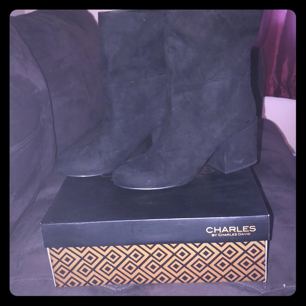 Charles David black Micro Suede Quinton Boots 11